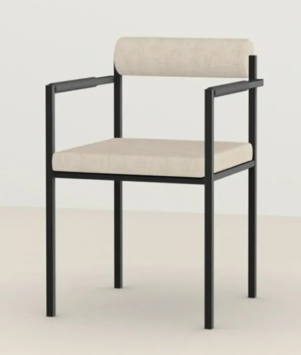 Studio Henk Bolster zwart frame eetkamerstoel - met armleuningen-Orion Cream 02 Hete Deal