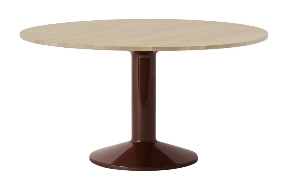 Rechtstreeks Van De Fabrikant Muuto Midst tafel-Oiled Oak/Dark Red-∅ 140 cm