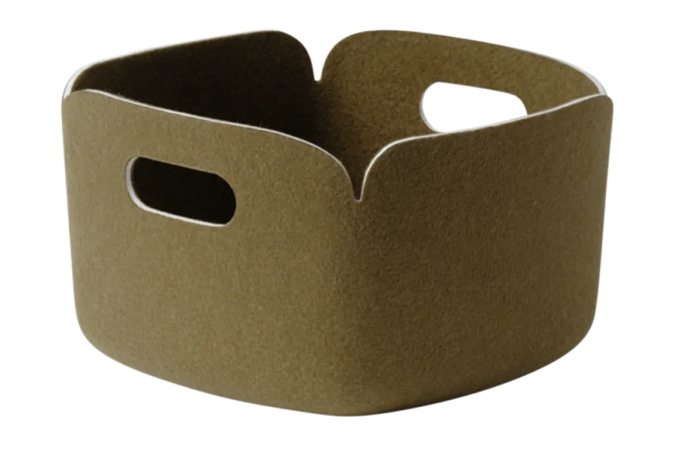 Direct Beschikbaar muuto Restore opbergmand 28x28 cm-Brown green