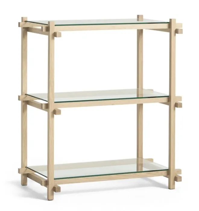 HAY Woody 2.0 Column Low stellingkast-Clear Glass-Gezeept eiken Op = Op