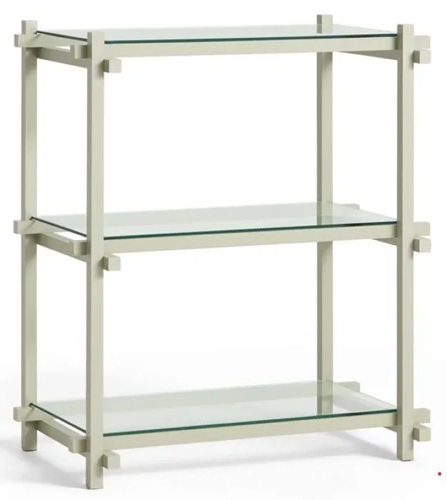 Snelle Levering HAY Woody 2.0 Column Low stellingkast-Clear Glass-Water-based gelakt beukenhout