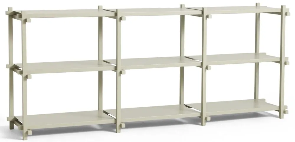 Gereduceerde Prijs HAY Woody 2.0 Low stellingkast-Smokey grey-Water-based gelakt beukenhout