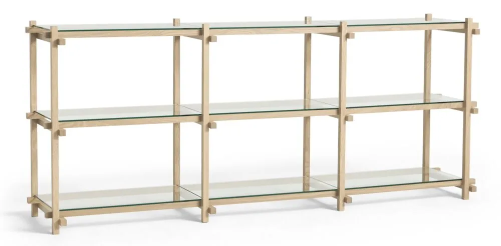Exclusieve Aanbieding HAY Woody 2.0 Low stellingkast-Clear Glass-Gezeept eiken