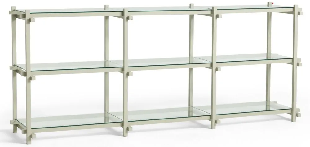 Gecertificeerd HAY Woody 2.0 Low stellingkast-Clear Glass-Water-based gelakt beukenhout