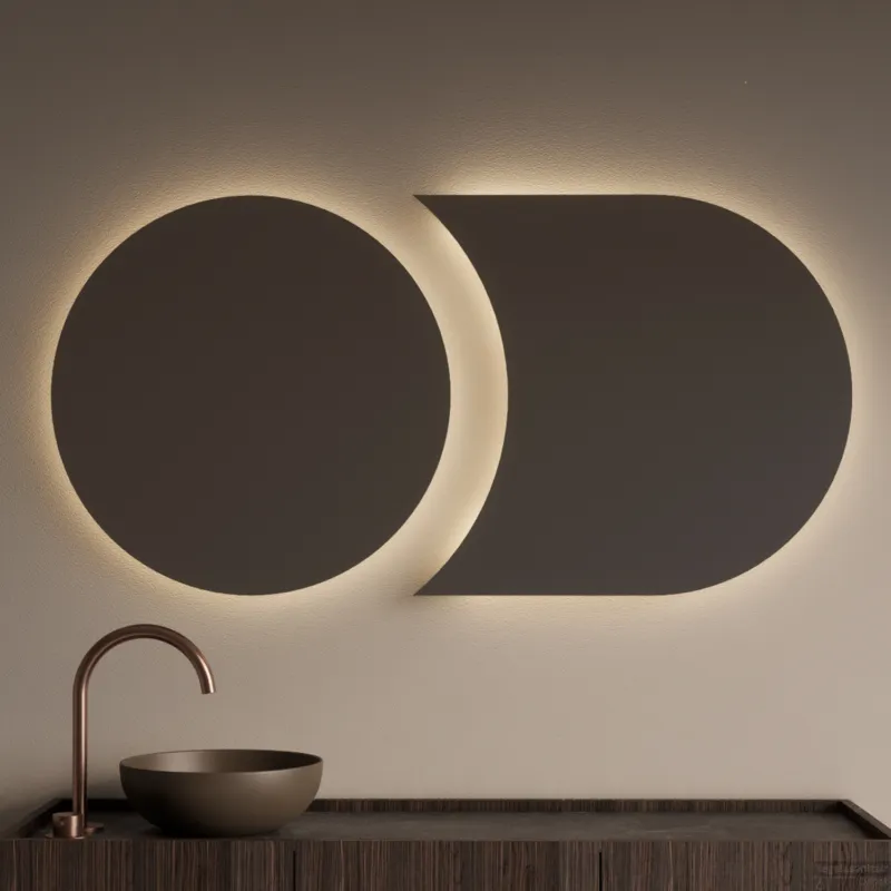 Direct Verzonden Spiegels Gliss Design Eris Tweedelig dia. 70 cm + 80x70 cm