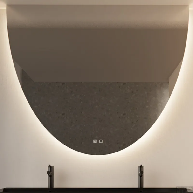Spiegel Gliss Design Eos 160x120cm Met Ronding Naar Beneden En Spiegelverwarming Direct Beschikbaar