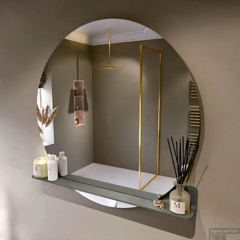 Meest Verkocht MONDIAZ SPOT spiegel rond 110cm met Spiegelplanchet kleur Smoke.