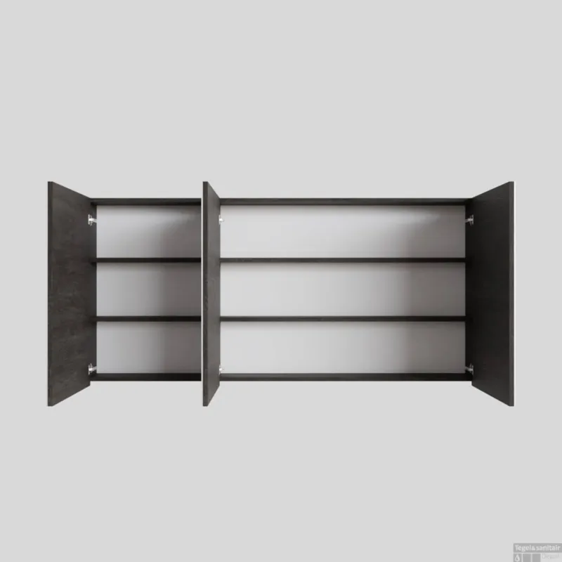 Spiegelkast BWS Cube 150x70x16 cm 3 Deuren Donkerbruin Meest Verkocht