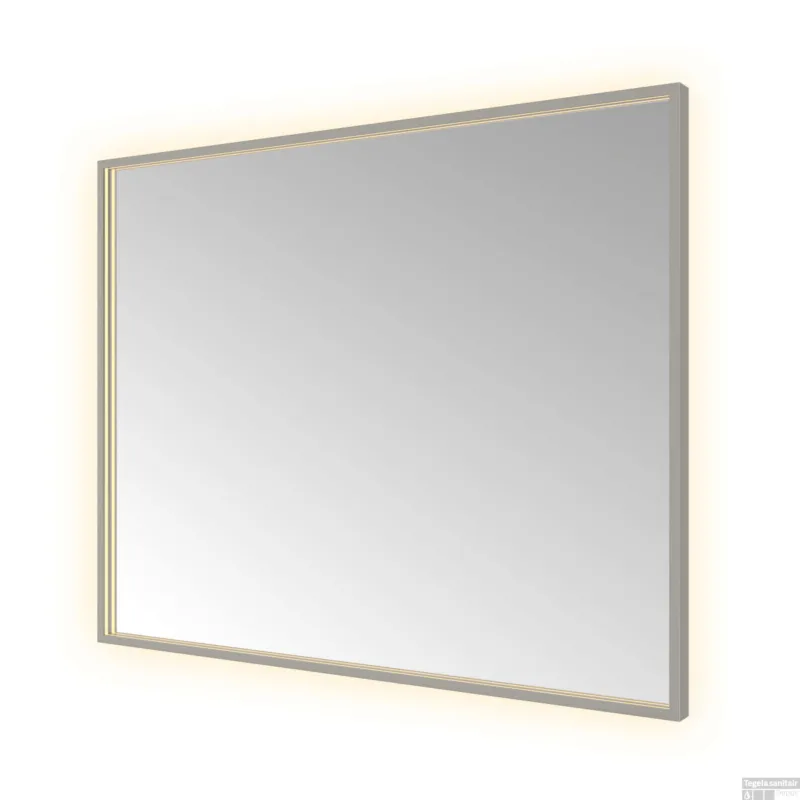 Flitsaanbieding Spiegel Hotbath &MORE 80x100 cm LED-Verlichting Spiegelverwarming Rechthoek Geborsteld Gunmetal