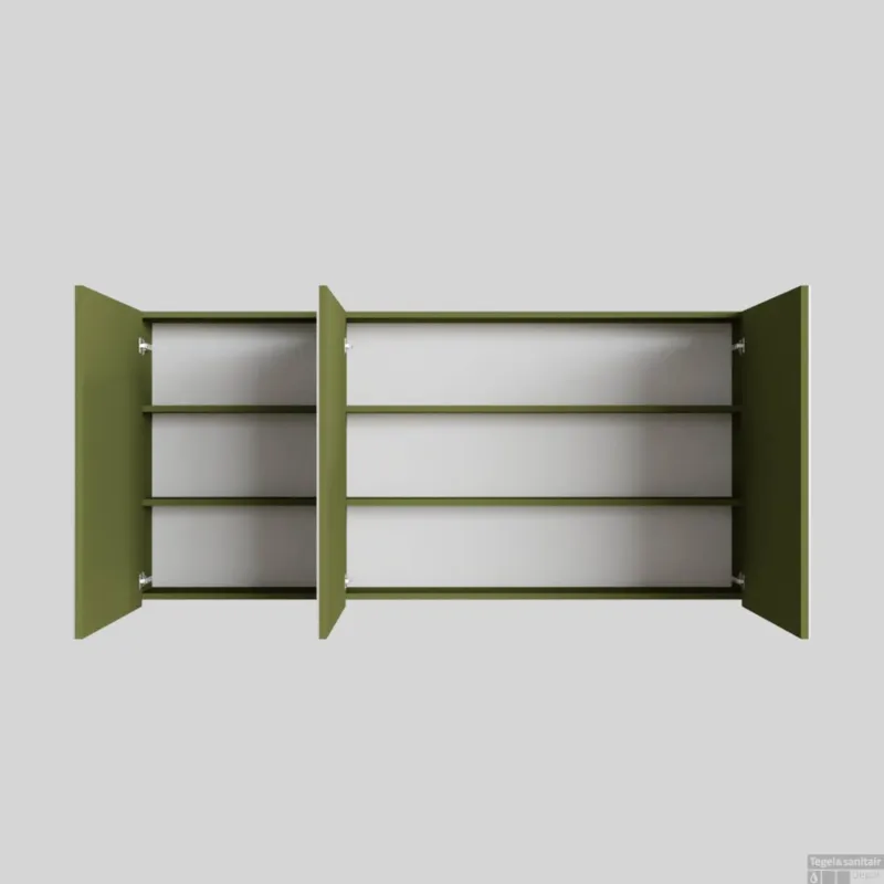 Rechtstreeks Van De Fabrikant Spiegelkast BWS Cube 150x70x16 cm 3 Deuren Groen
