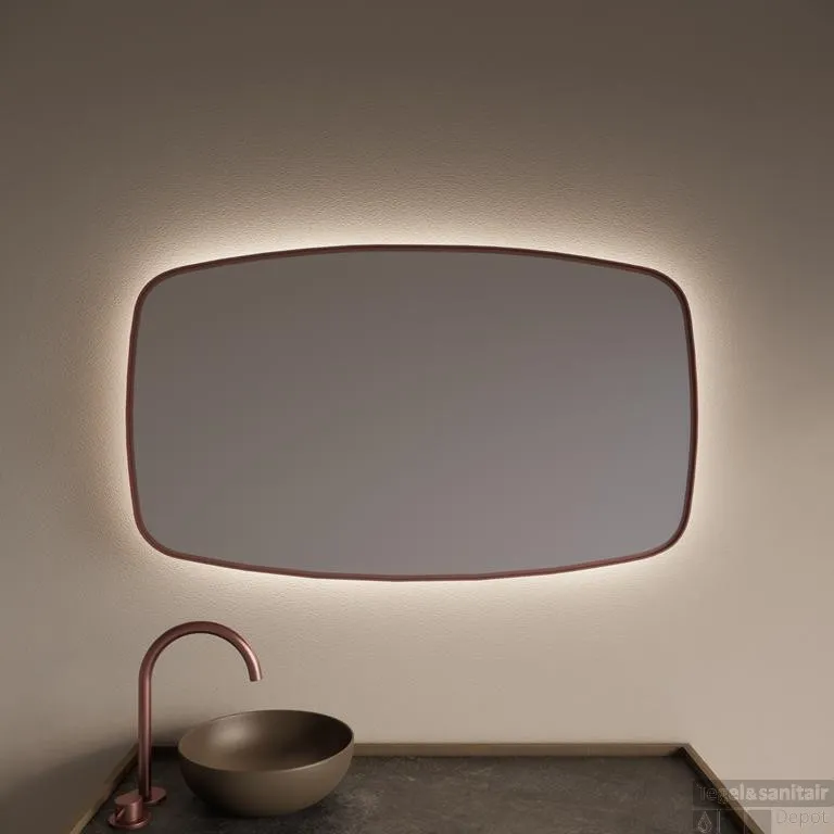Uitverkoop Spiegel Gliss Design Epos met Indirecte LED Verlichting en Verwarming 160x70cm Koper Rose