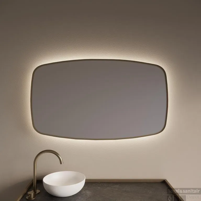 Spiegel Gliss Design Epos met Indirecte LED Verlichting en Verwarming 160x70cm Mat Goud Koop Online