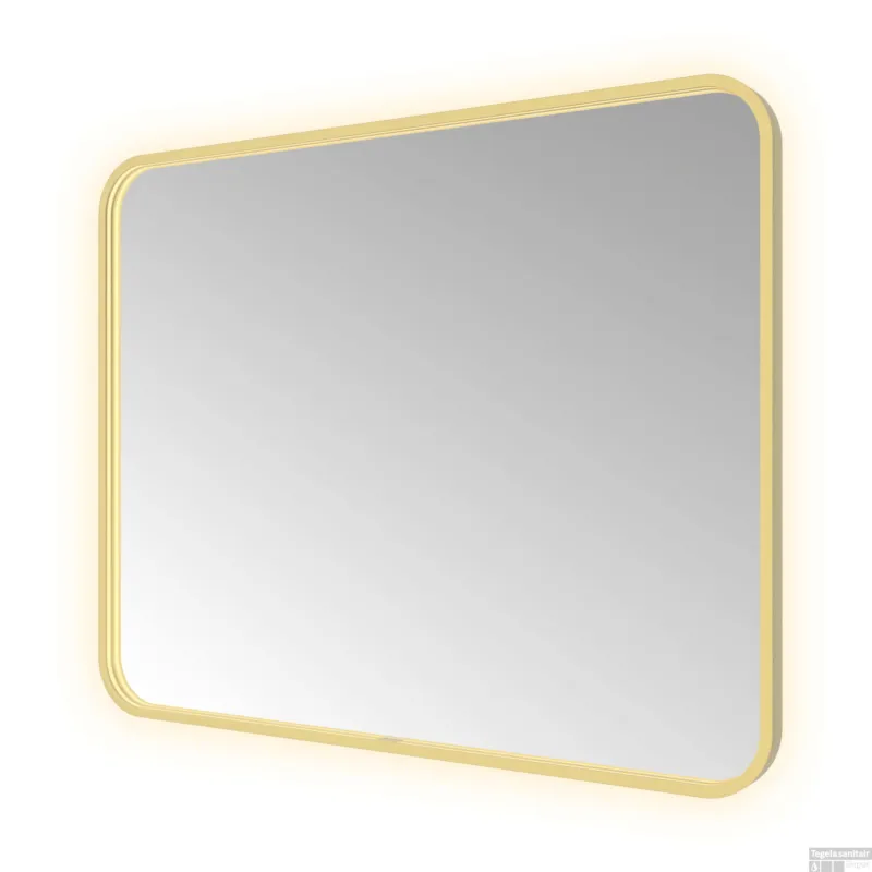 Favoriet Spiegel Hotbath &MORE 80x100 cm LED-Verlichting Spiegelverwarming Rechthoek Afgerond Geborsteld Messing PVD