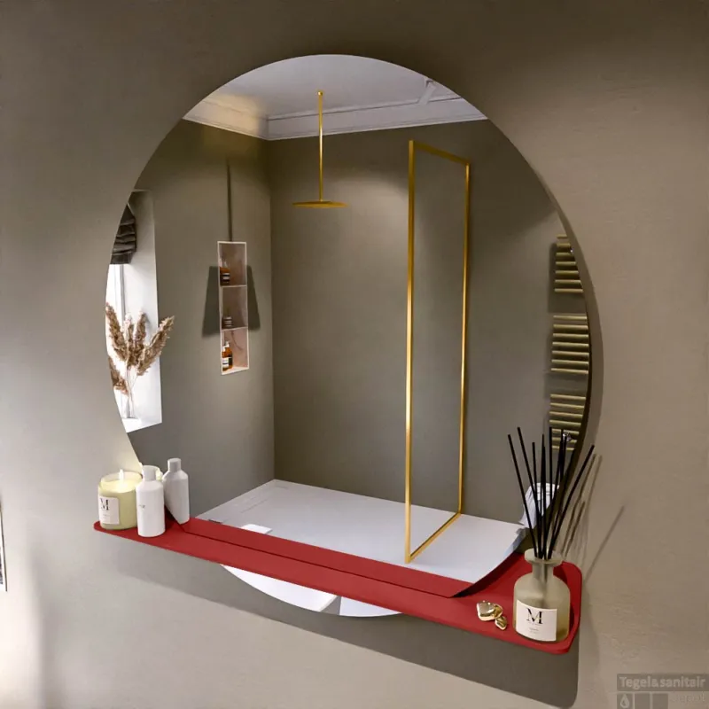 Meest Verkocht MONDIAZ SPOT spiegel rond 120cm met Spiegelplanchet kleur Fire.