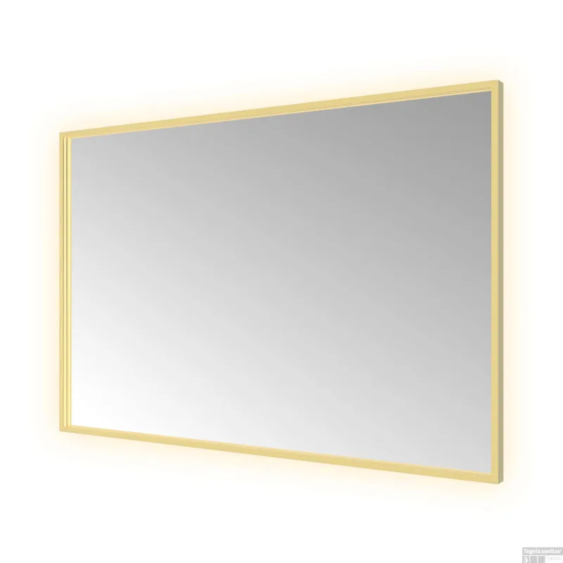 Beperkte Voorraad Spiegel Hotbath &MORE 80x120 cm LED-Verlichting Spiegelverwarming Rechthoek Geborsteld Messing PVD