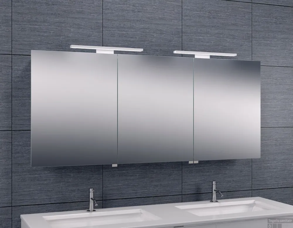 Speciale Aanbieding Spiegelkast Wiesbaden met Led Verlichting 160x60 Aluminium