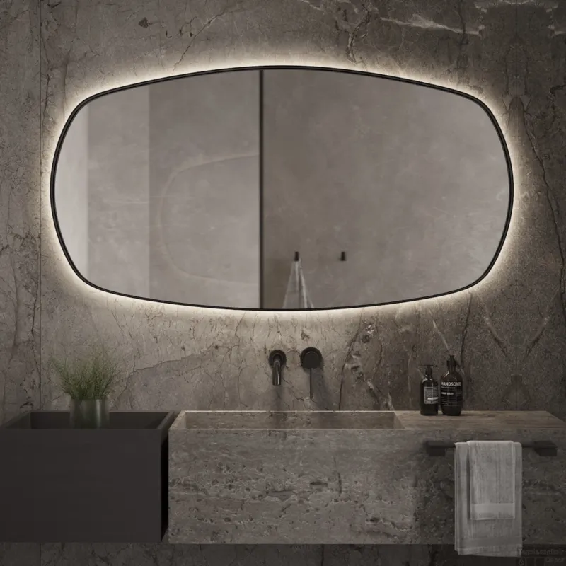 Fabrieksprijs Spiegel Martens & Meijer Lissabon 100x70 Cm Met Indirecte Verlichting En Spiegelverwarming Messing