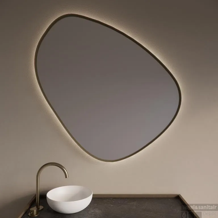 Spiegel Gliss Design Fenix met Indirecte LED Verlichting en Verwarming 140cm Mat Goud Express Levering