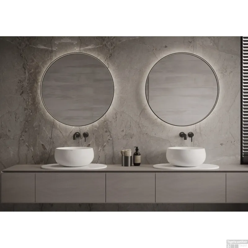Spiegel Martens & Meijer Tyrus 120 Cm Met Indirecte Verlichting En Spiegelverwarming Geborsteld Messing Aanbieding