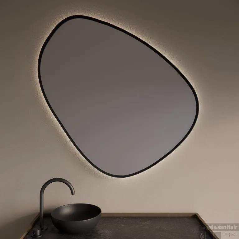 Spiegel Gliss Design Fenix met Indirecte LED Verlichting en Verwarming 120cm Mat Zwart Tijdelijk Beschikbaar