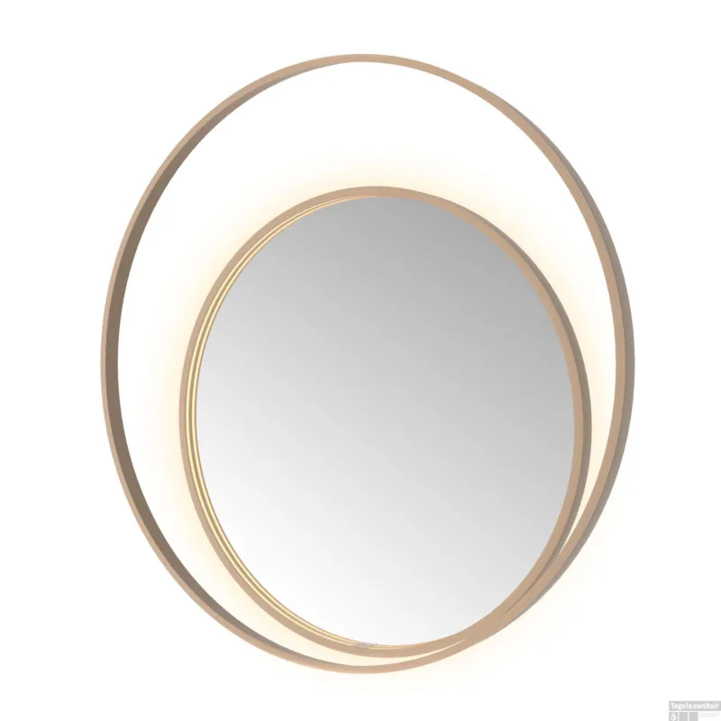 Beperkte Voorraad Spiegel Hotbath &MORE 100x100 cm LED-Verlichting Spiegelverwarming Rond Deco Geborsteld Koper PVD