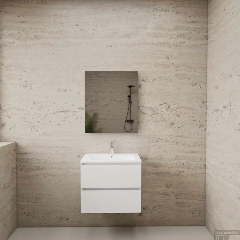 ACTIE BWS Badmeubel Paris Wit 60 cm Hoogglans Wit Wastafel 1 Kraangat Hete Deal