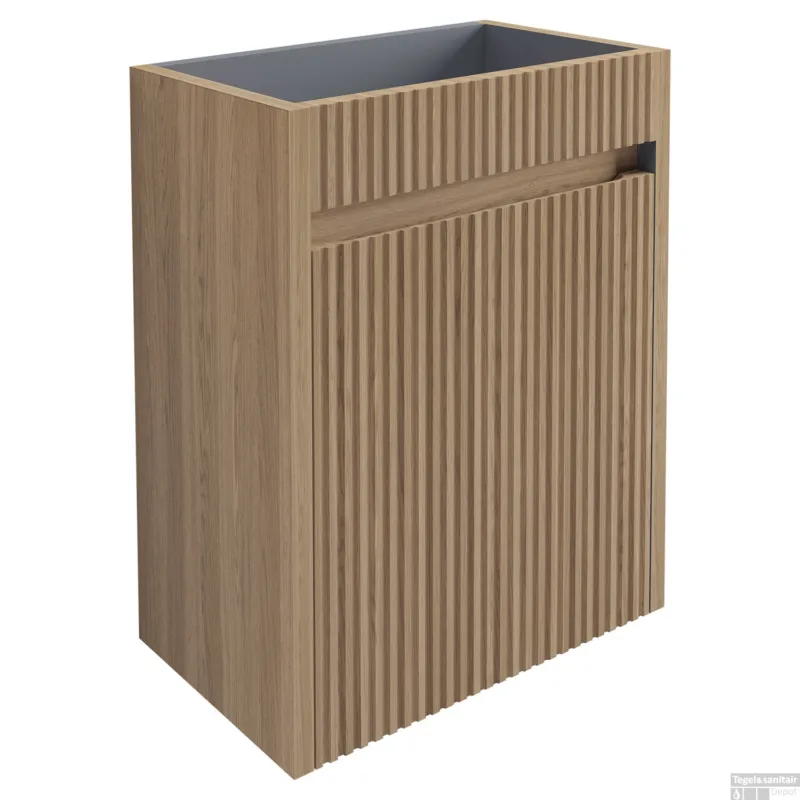 Snelle Levering Fonteinkast Differenz Hura L Links/Rechts 40 cm Met Ribbel Eiken