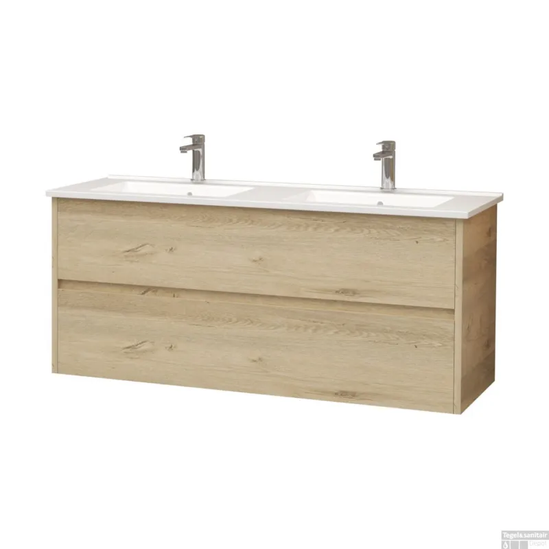 Badkamermeubel onderkast BWS Hayat 118x45x50 cm Eiken Lage Prijs