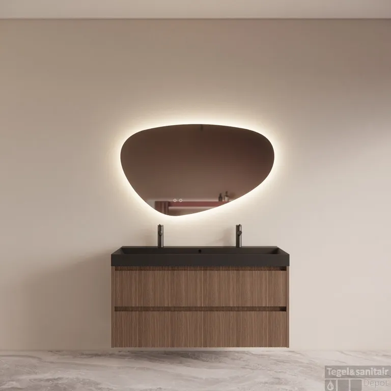 Badmeubelset BWS Riga met Lako Wastafel Zwart 120 cm Donker Eiken Japandi Voordeelprijs