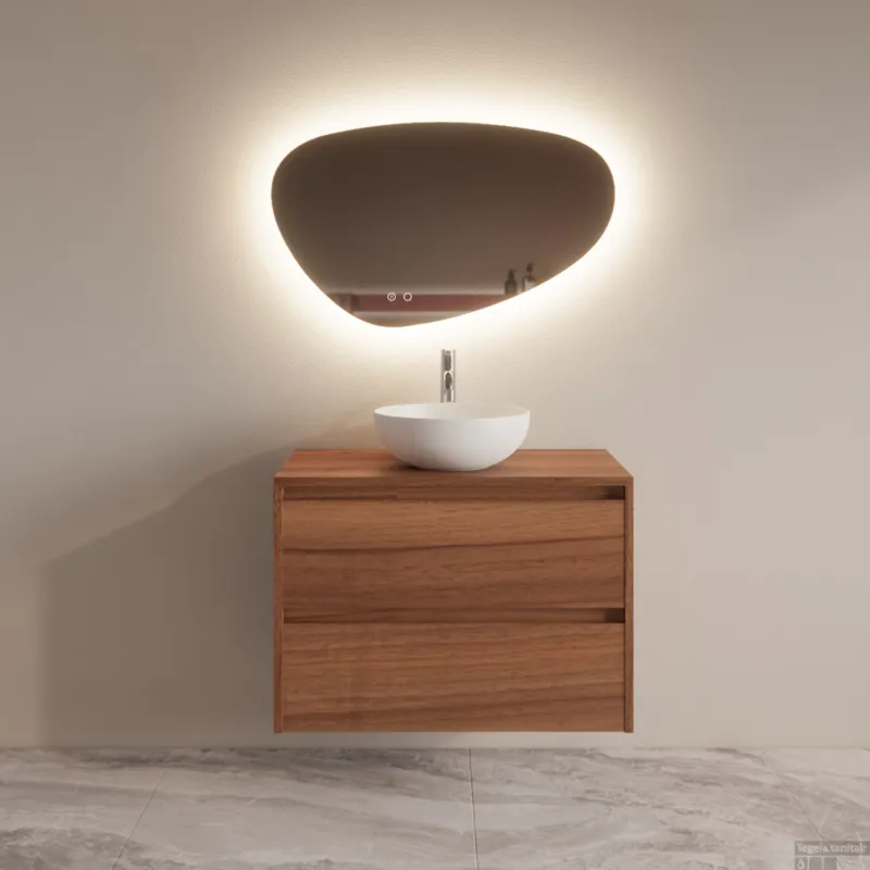 Badmeubelset BWS Riga Met Topplaat 80 cm Walnoot Aanbieding