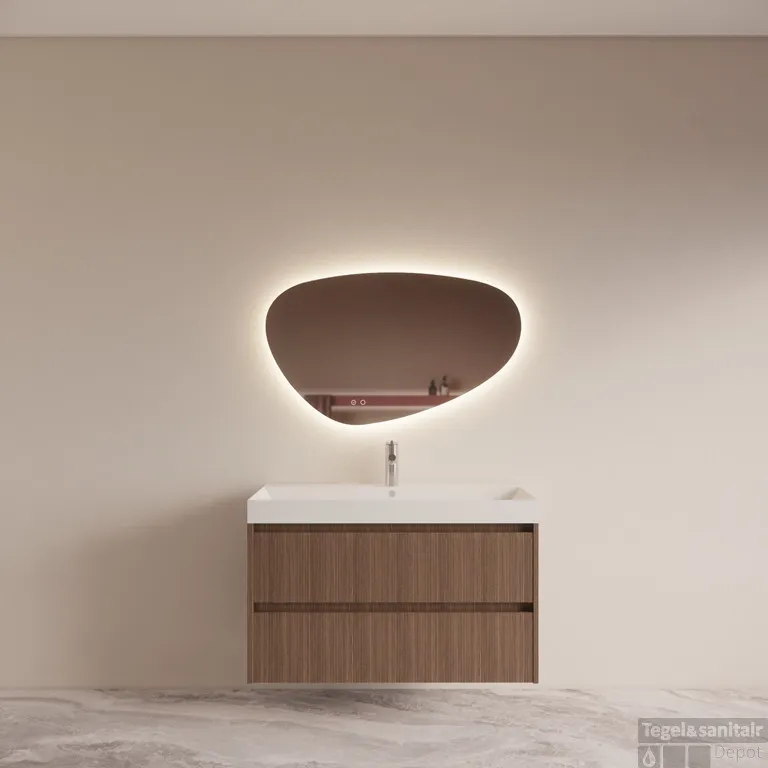 Weekendaanbieding Badmeubelset BWS Riga Met Lako Wastafel Wit 100 cm Donker Eiken Japandi