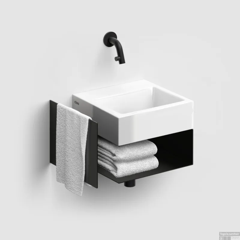 Fonteinkast Clou Flush Rechts 20.5x36.5x27 cm Mat Zwart Direct Beschikbaar
