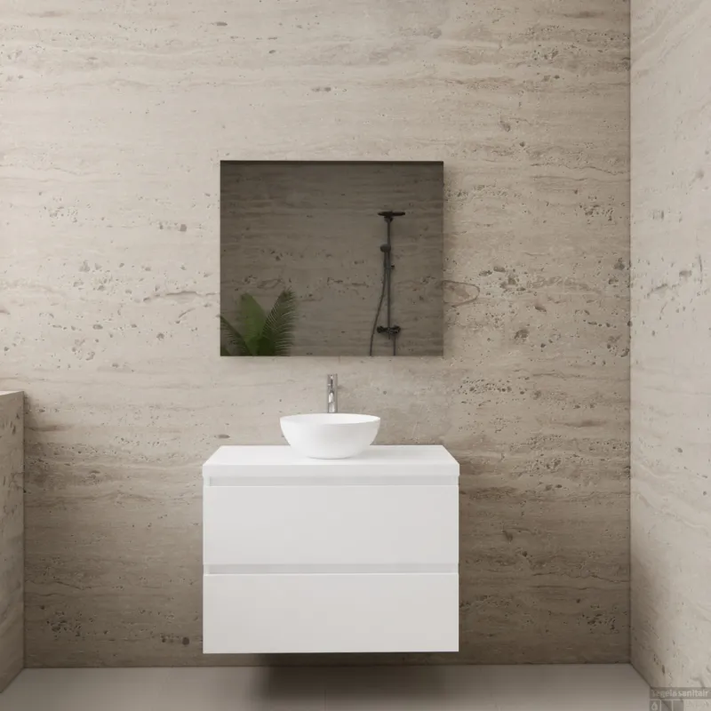 ACTIE BWS Badmeubel Paris Hoogglans Wit 80 cm met topplaat Speciale Aanbieding