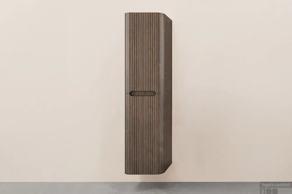 Kolomkast Wiesbaden Sulora 160x40x35 cm Afgeronde Hoeken Geribbeld Bruin Eiken Betaalbaar