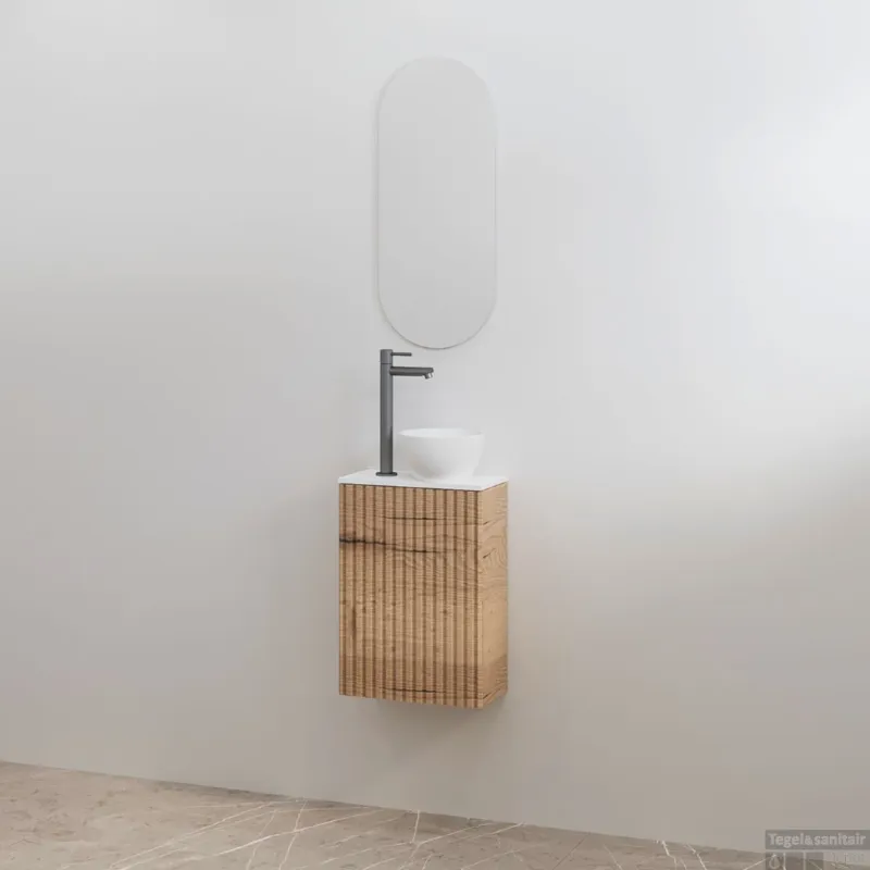 Toiletmeubelset Best-Design Mali Halifax Onderkast + Mat Wit Meubelblad Koopje