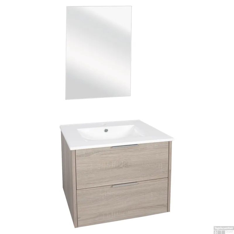 Badmeubelset Differnz Bolo 50x60x46cm FSC Licht Eiken Finale Uitverkoop