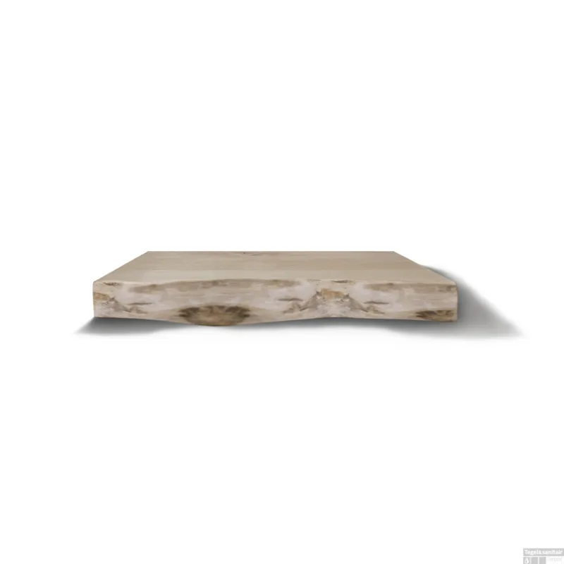 Wastafelblad Gliss Design Massief Hout Met Boomschors 180 cm Olie Wit Aanbieding