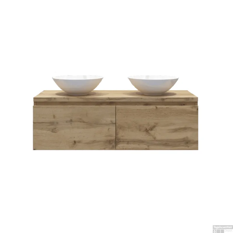 Gliss Design Onderkast Eros 120 cm 2 Lade Rustiek eiken OP=OP Exclusieve Aanbieding