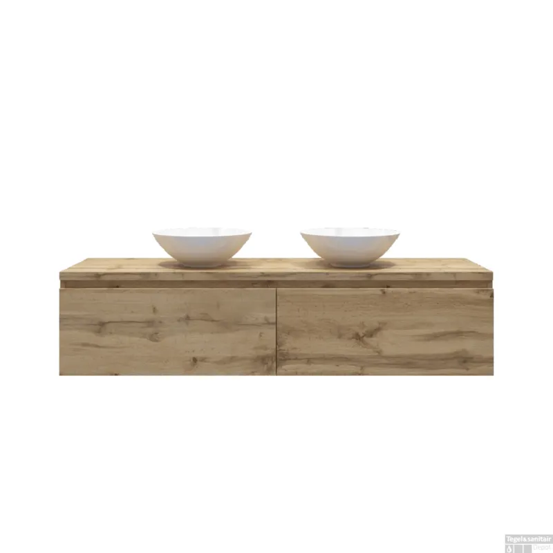 Exclusieve Aanbieding Gliss Design Onderkast Eros 160 cm 2 Lade Rustiek eiken OP=OP