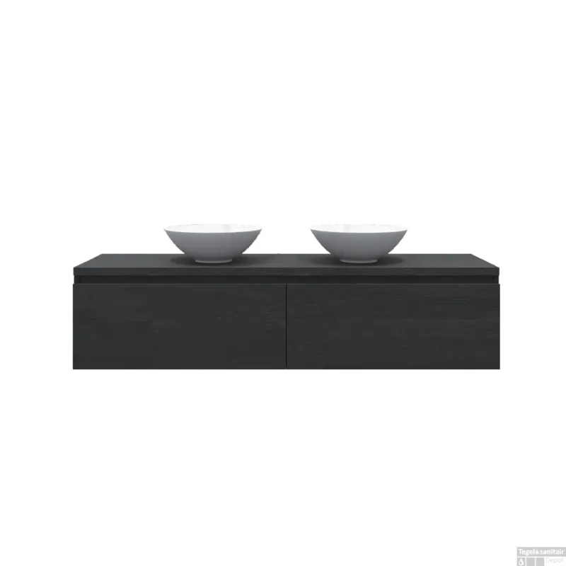 Gliss Design Onderkast Eros 160 cm 2 Lade Zwart eiken OP=OP Flitsaanbieding