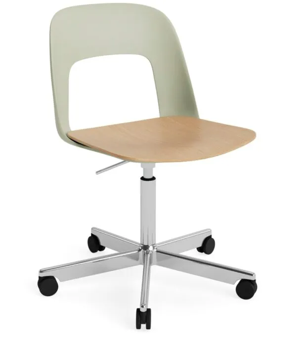 Exclusieve Aanbieding HAY Layout stoel 142 - aluminium onderstel-Pastel Green - Oak