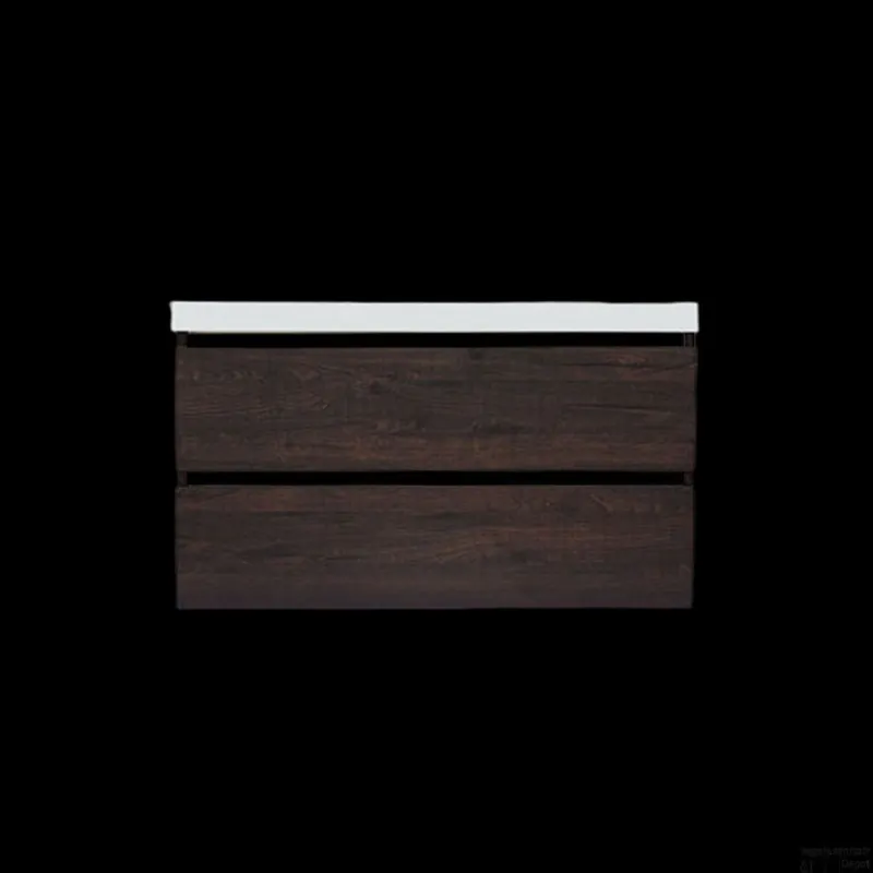 Nieuw Onderkast Sanilux Trendline Met Greeplijst Mat Zwart 120x47x52 Cm Brown Oak