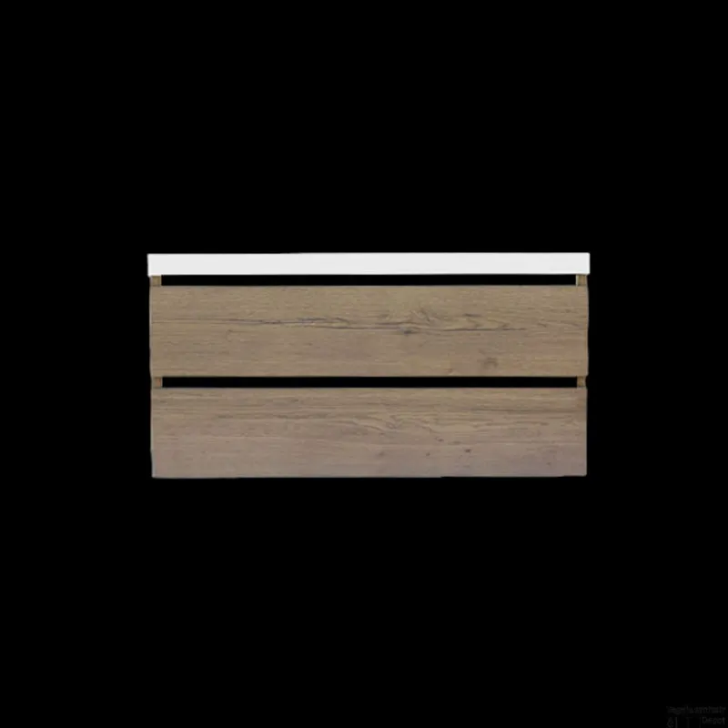 Onderkast Sanilux Trendline Met Greeplijst Mat Zwart 120x47x52 Cm Tabak Oak Speciale Aanbieding