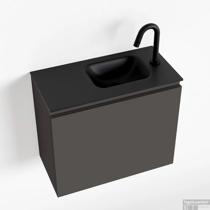 Gratis Retour MONDIAZ OLAN 60cm toiletmeubel dark grey. LEX wastafel urban rechts 1 kraangat