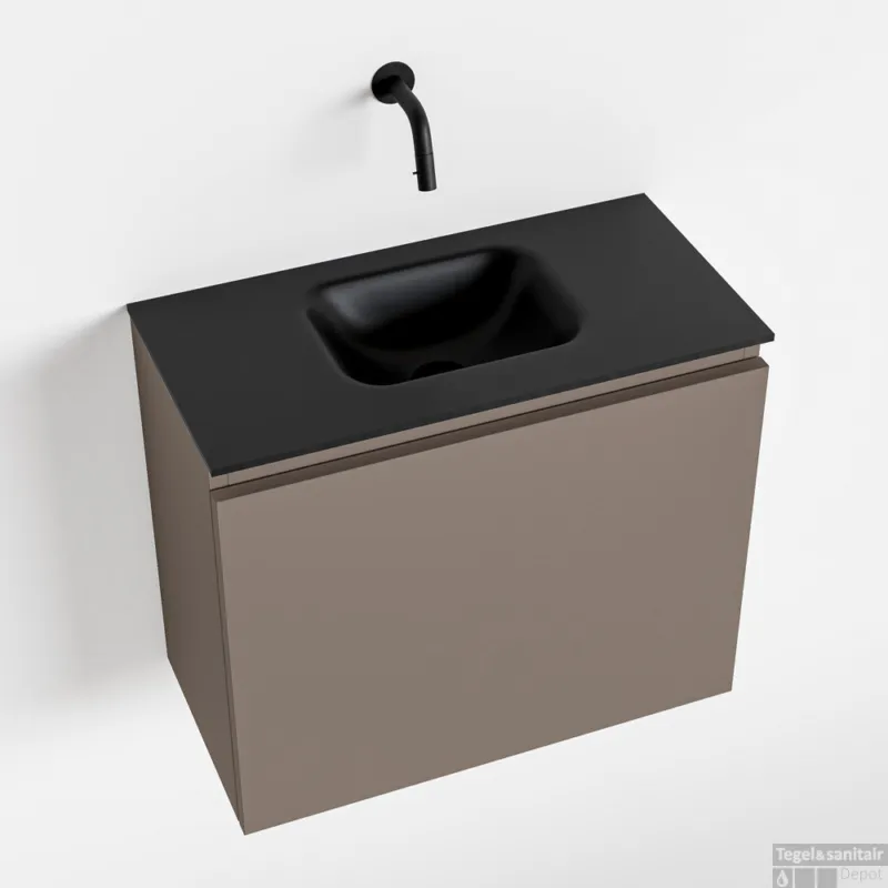 Lage Kosten MONDIAZ OLAN 60cm toiletmeubel smoke. LEX wastafel urban midden geen kraangat