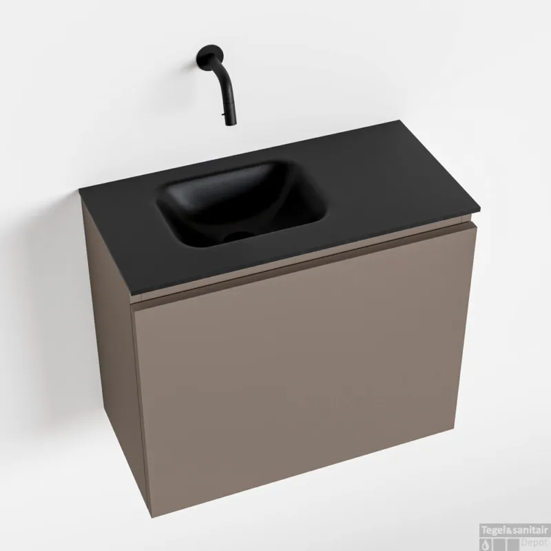 Laatste Kans MONDIAZ OLAN 60cm toiletmeubel smoke. LEX wastafel urban links geen kraangat
