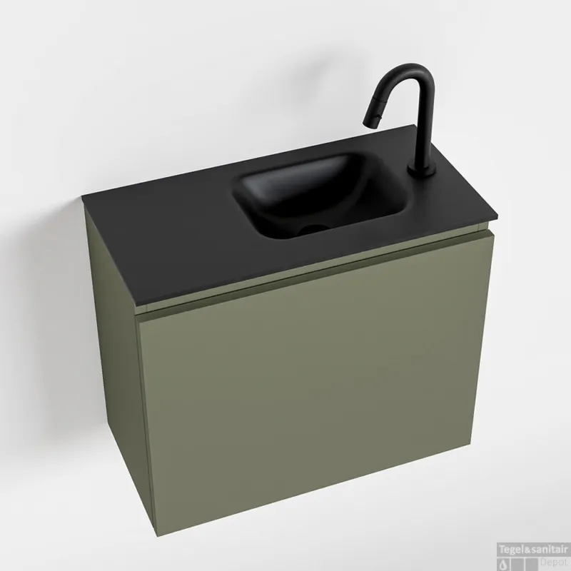 Hoge Kwaliteit MONDIAZ OLAN 60cm toiletmeubel army. LEX wastafel urban rechts 1 kraangat