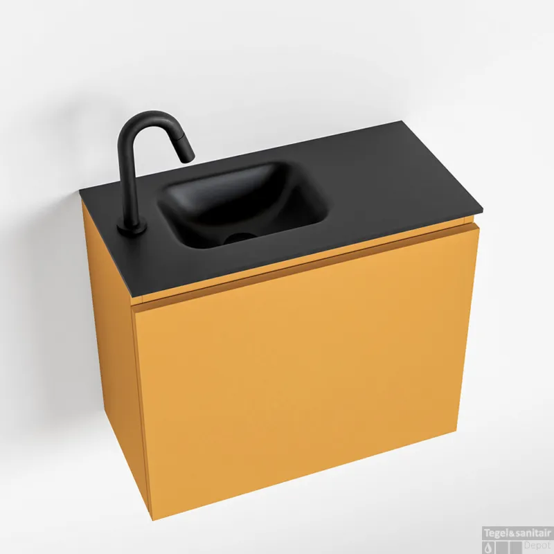 Veilige Betaling MONDIAZ OLAN 60cm toiletmeubel ocher. LEX wastafel urban links 1 kraangat