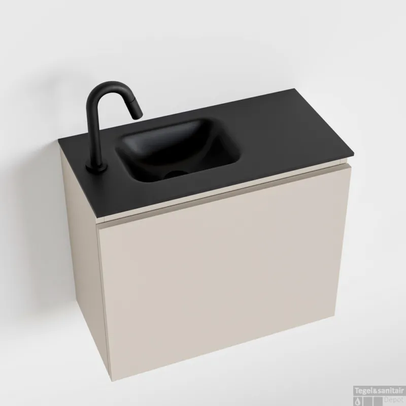 Weekendaanbieding MONDIAZ OLAN 60cm toiletmeubel linen. LEX wastafel urban links 1 kraangat