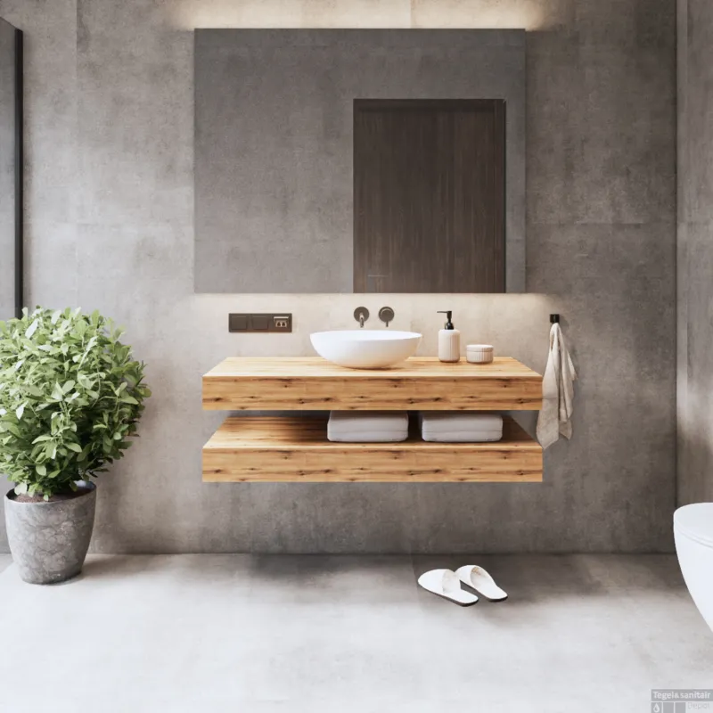 Gratis Retour Wastafelbladset Gliss Design Topdek 2x 100x46 cm Ruw Natuur Incl. 4 Ophangbeugels Met Waskom